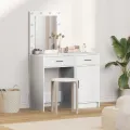 Ensemble de coiffeuse en 2 pièces avec éclairage LED en bois blanc