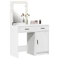Ensemble de coiffeuse en 2 pièces avec éclairage LED en bois blanc