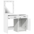 Ensemble de coiffeuse en 2 pièces avec éclairage LED en bois blanc