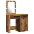 Ensemble de Coiffeuse de 2 pièces avec LED en Finition Vieux Bois