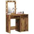 Ensemble de Coiffeuse de 2 pièces avec LED en Finition Vieux Bois