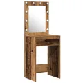 Ensemble de Coiffeuse de 2 pièces avec LED en Finition Vieux Bois