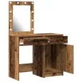 Ensemble de Coiffeuse de 2 pièces avec LED en Finition Vieux Bois