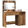 Ensemble de coiffeuse 2 pièces avec LED en bois vieilli en bois d'ingénierie