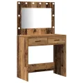 Ensemble de coiffeuse 2 pièces avec LED en bois vieilli en bois d'ingénierie