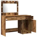 Ensemble de coiffeuse 2 pièces avec LED en bois vieilli en bois d'ingénierie