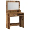 Table de maquillage  avec lumières LED en bois vieux 79x41x135 cm