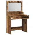 Table de maquillage  avec lumières LED en bois vieux 79x41x135 cm
