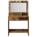 Table de maquillage  avec lumières LED en bois vieux 79x41x135 cm