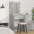 Table de maquillage avec lumières LED en gris béton, 50x41x135 cm