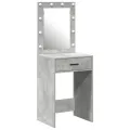 Table de maquillage avec lumières LED en gris béton, 50x41x135 cm
