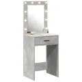 Table de maquillage avec lumières LED en gris béton, 50x41x135 cm