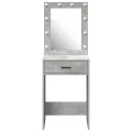 Table de maquillage avec lumières LED en gris béton, 50x41x135 cm