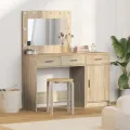 Set de coiffeuse 2 pièces avec LED en bois d'ingénierie chêne Sonoma
