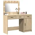 Set de coiffeuse 2 pièces avec LED en bois d'ingénierie chêne Sonoma
