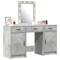 Ensemble de coiffeuse 3 pièces avec LED en bois d'ingénierie gris béton
