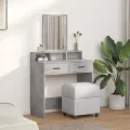 Table de maquillage  avec tiroirs Gris béton 79x41x140 cm