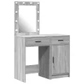Ensemble de table de maquillage de 2 pièces avec LED en bois d'ingénierie gris sonoma