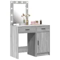 Ensemble de table de maquillage de 2 pièces avec LED en bois d'ingénierie gris sonoma