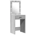 Ensemble de table de maquillage de 2 pièces avec LED en bois d'ingénierie gris sonoma