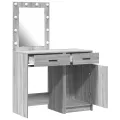 Ensemble de table de maquillage de 2 pièces avec LED en bois d'ingénierie gris sonoma