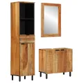 Ensemble de meubles de salle de bain 3 pièces en bois d'acacia naturel