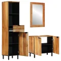 Ensemble de meubles de salle de bain 3 pièces en bois d'acacia naturel