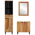 Ensemble de meubles de salle de bain 3 pièces en bois d'acacia naturel
