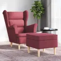 Fauteuil avec repose-pied Rouge bordeaux Tissu