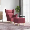 Fauteuil avec repose-pied Rouge bordeaux Tissu