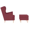 Fauteuil avec repose-pied Rouge bordeaux Tissu