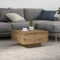 Table basse  avec lumières LED Chêne artisanal 55x55x31 cm