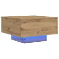 Table basse  avec lumières LED Chêne artisanal 55x55x31 cm