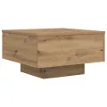 Table basse  avec lumières LED Chêne artisanal 55x55x31 cm