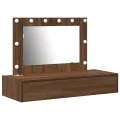 Table de maquillage murale avec lumières LED Chêne Brun
