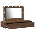 Table de maquillage murale avec lumières LED Chêne Brun