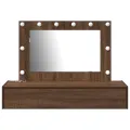 Table de maquillage murale avec lumières LED Chêne Brun