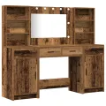 Ensemble de coiffeuse 3 pièces  en bois vieilli
