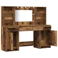 Ensemble de coiffeuse 3 pièces  en bois vieilli