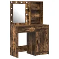 Ensemble de coiffeuse 2 pièces avec LED en chêne fumé en bois d'ingénierie