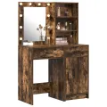 Ensemble de coiffeuse 2 pièces avec LED en chêne fumé en bois d'ingénierie