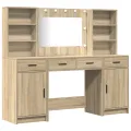 Ensemble de table de maquillage 3 pièces  en bois d'ingénierie chêne Sonoma