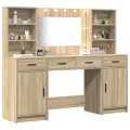 Ensemble de table de maquillage 3 pièces  en bois d'ingénierie chêne Sonoma
