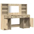 Ensemble de table de maquillage 3 pièces  en bois d'ingénierie chêne Sonoma