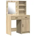 Set de coiffeuse 2 pièces avec LED en chêne sonoma en bois d'ingénierie