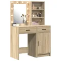 Set de coiffeuse 2 pièces avec LED en chêne sonoma en bois d'ingénierie
