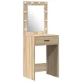 Set de coiffeuse 2 pièces avec LED en chêne sonoma en bois d'ingénierie