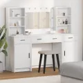 Ensemble de coiffeuse 3 pièces  en bois d'ingénierie blanc