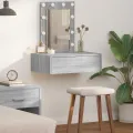 Table de Maquillage Mural avec Lumières LED Gris Sonoma