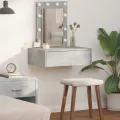 Table de Maquillage Murale avec Lumières LED Gris Béton
